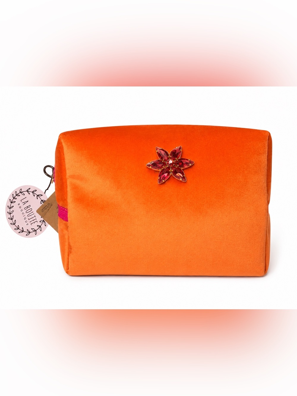 NWT Sixty‎ London Orange & Pink Velvet Clutch with Removable Jewel